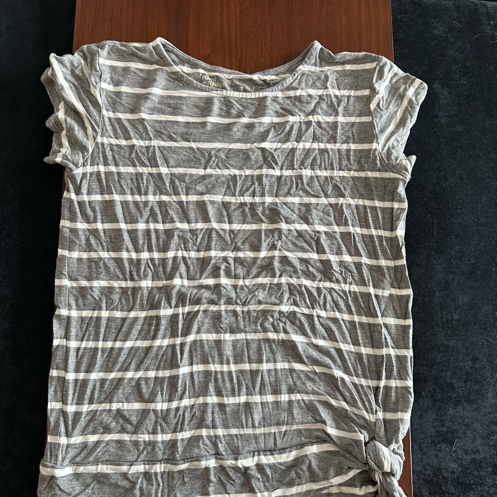 Gray Striped Kids Short Sleeve Tee